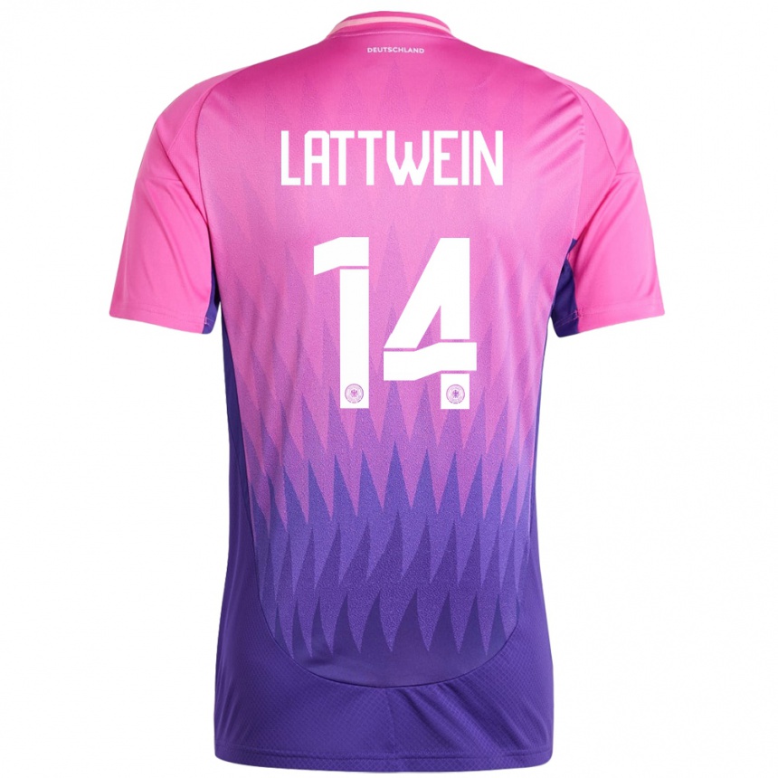 Niño Fútbol Camiseta Alemania Lena Lattwein #14 Rosado Morado 2ª Equipación 24-26 México