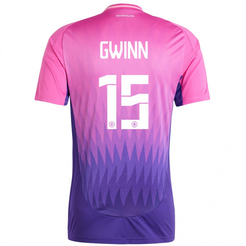 Niño Fútbol Camiseta Alemania Giulia Gwinn #15 Rosado Morado 2ª Equipación 24-26 México