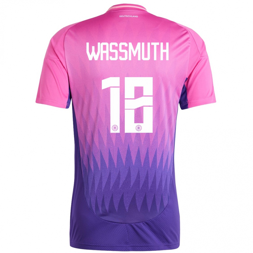 Niño Fútbol Camiseta Alemania Tabea Wabmuth #18 Rosado Morado 2ª Equipación 24-26 México