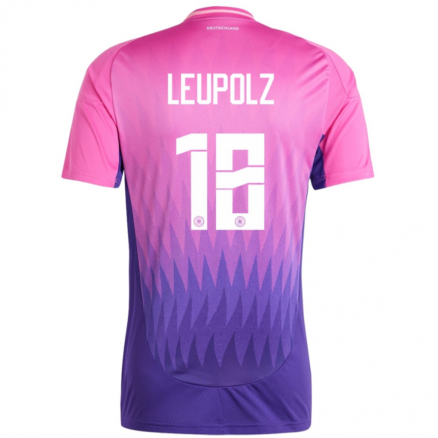 Niño Fútbol Camiseta Alemania Melanie Leupolz #18 Rosado Morado 2ª Equipación 24-26 México