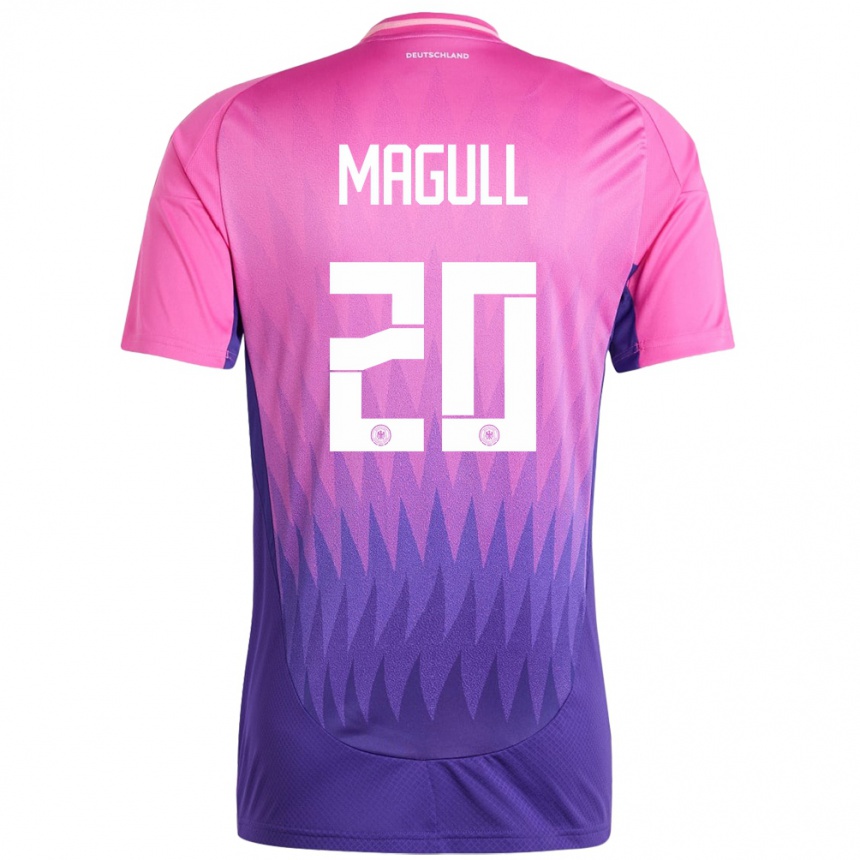 Niño Fútbol Camiseta Alemania Lina Magull #20 Rosado Morado 2ª Equipación 24-26 México