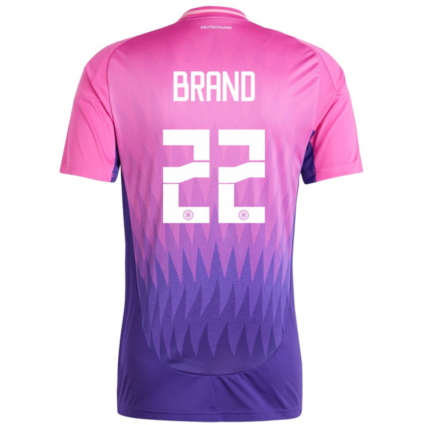 Niño Fútbol Camiseta Alemania Jule Brand #22 Rosado Morado 2ª Equipación 24-26 México