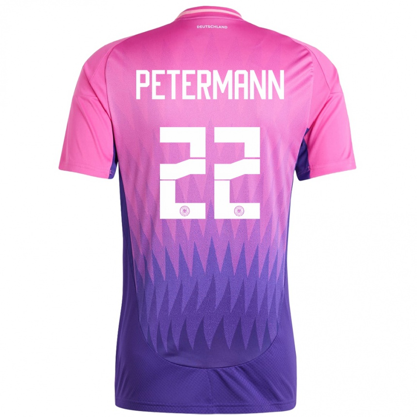 Niño Fútbol Camiseta Alemania Lena Petermann #22 Rosado Morado 2ª Equipación 24-26 México