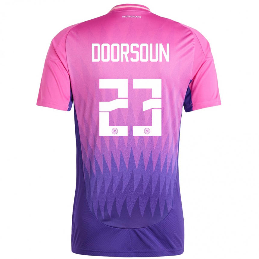 Niño Fútbol Camiseta Alemania Sara Doorsoun #23 Rosado Morado 2ª Equipación 24-26 México