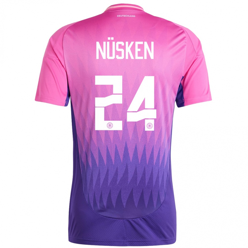 Niño Fútbol Camiseta Alemania Sjoeke Nusken #24 Rosado Morado 2ª Equipación 24-26 México