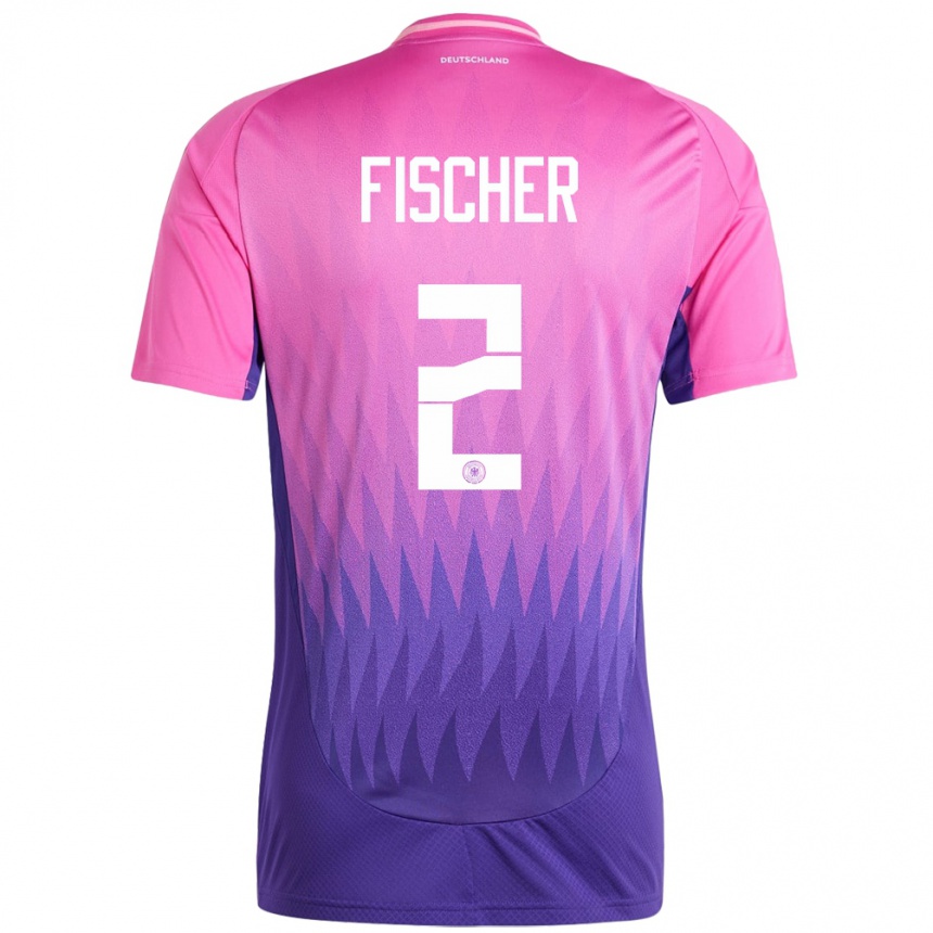 Niño Fútbol Camiseta Alemania Kilian Fischer #2 Rosado Morado 2ª Equipación 24-26 México