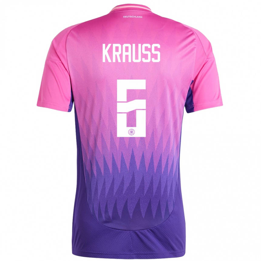 Niño Fútbol Camiseta Alemania Tom Kraub #6 Rosado Morado 2ª Equipación 24-26 México