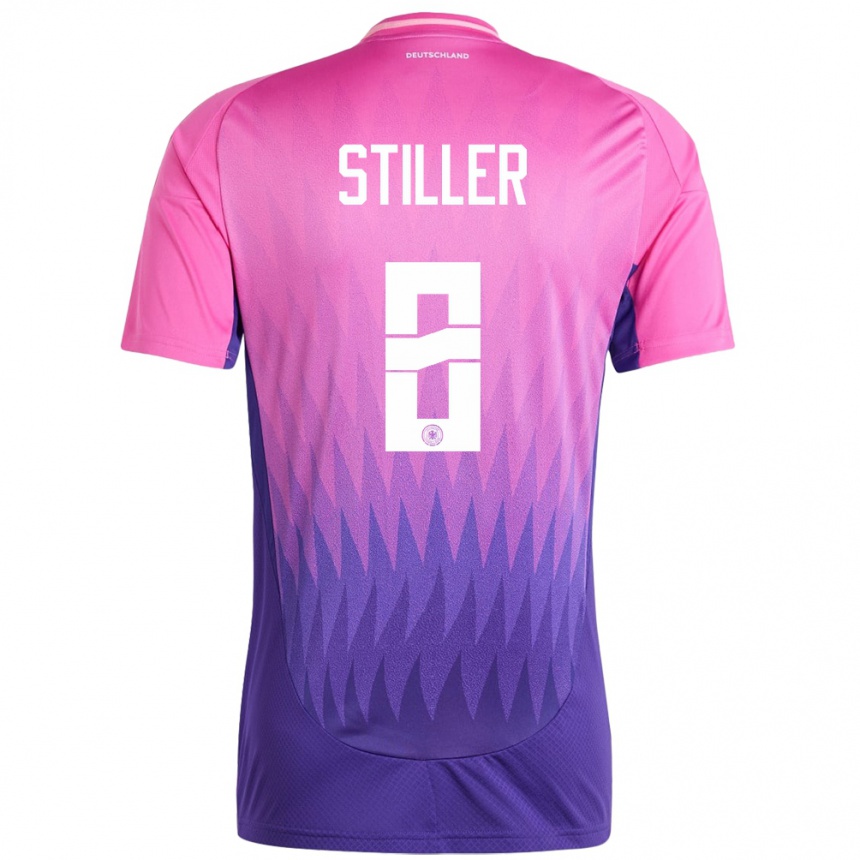 Niño Fútbol Camiseta Alemania Angelo Stiller #8 Rosado Morado 2ª Equipación 24-26 México