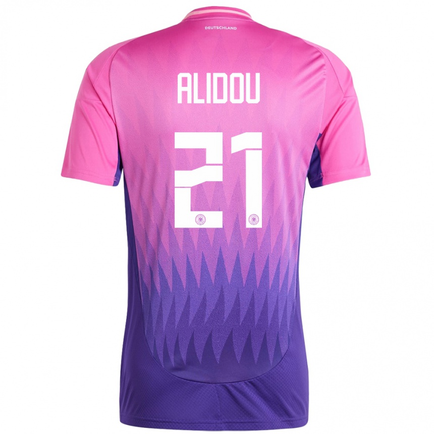 Niño Fútbol Camiseta Alemania Faride Alidou #21 Rosado Morado 2ª Equipación 24-26 México