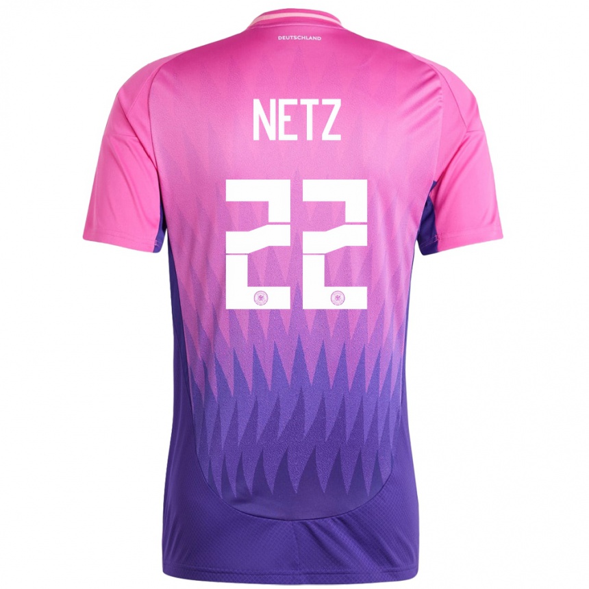 Niño Fútbol Camiseta Alemania Luca Netz #22 Rosado Morado 2ª Equipación 24-26 México