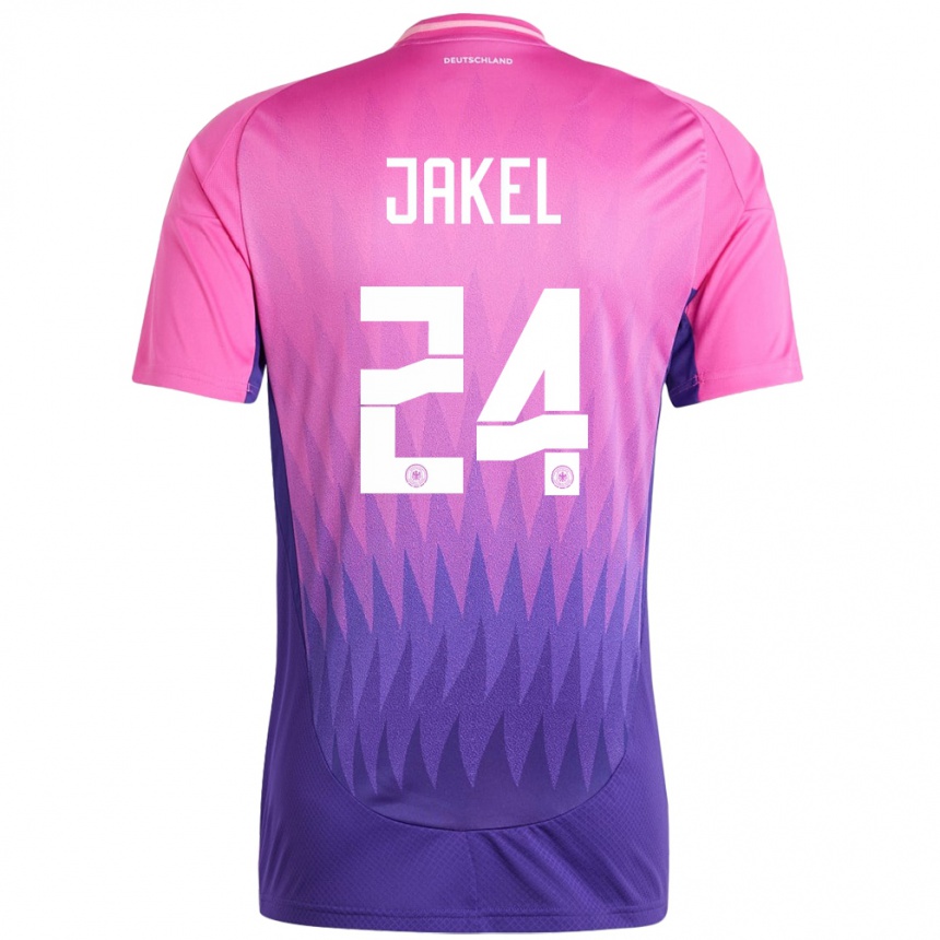 Niño Fútbol Camiseta Alemania Frederik Jakel #24 Rosado Morado 2ª Equipación 24-26 México