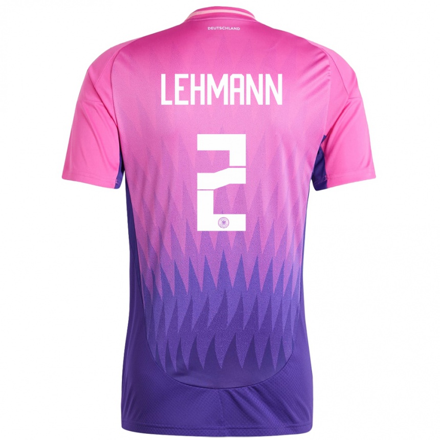 Niño Fútbol Camiseta Alemania Paul Lehmann #2 Rosado Morado 2ª Equipación 24-26 México