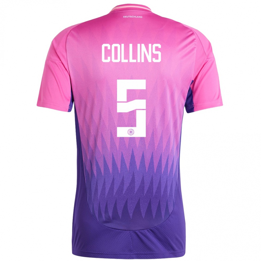 Niño Fútbol Camiseta Alemania Nnamdi Collins #5 Rosado Morado 2ª Equipación 24-26 México