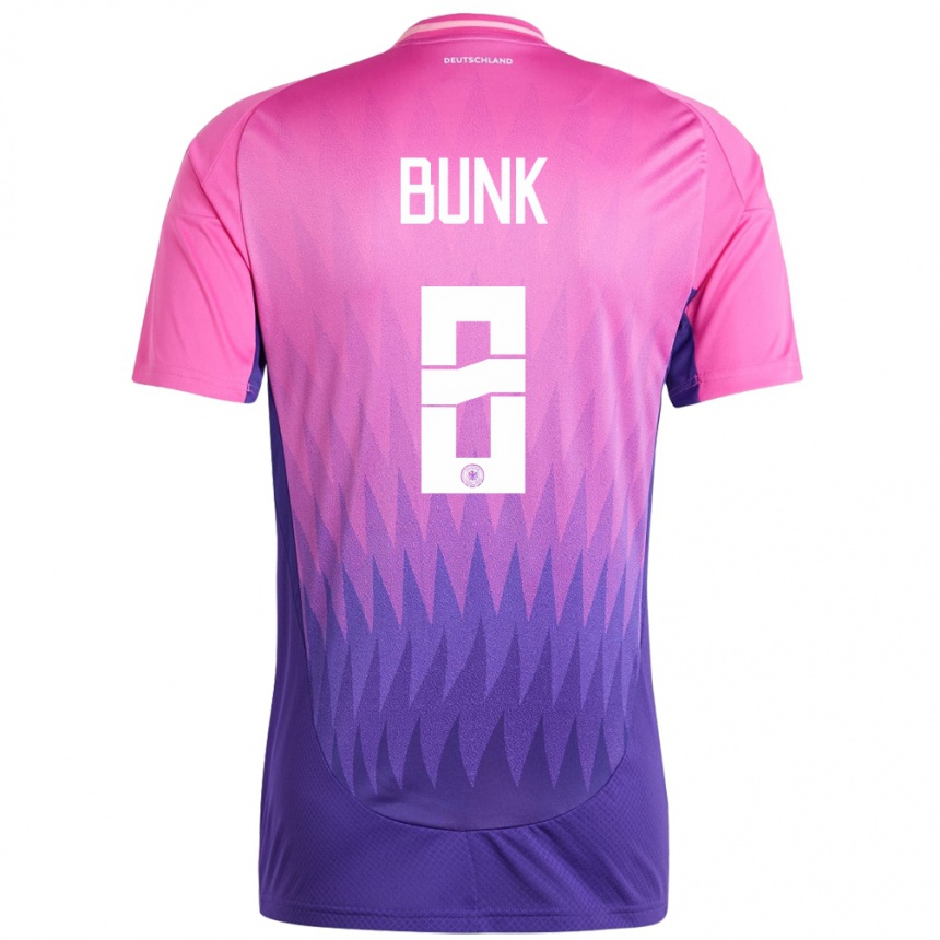 Niño Fútbol Camiseta Alemania Daniel Bunk #8 Rosado Morado 2ª Equipación 24-26 México