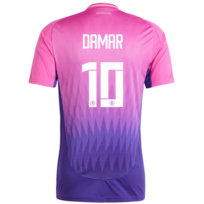 Niño Fútbol Camiseta Alemania Muhammed Damar #10 Rosado Morado 2ª Equipación 24-26 México