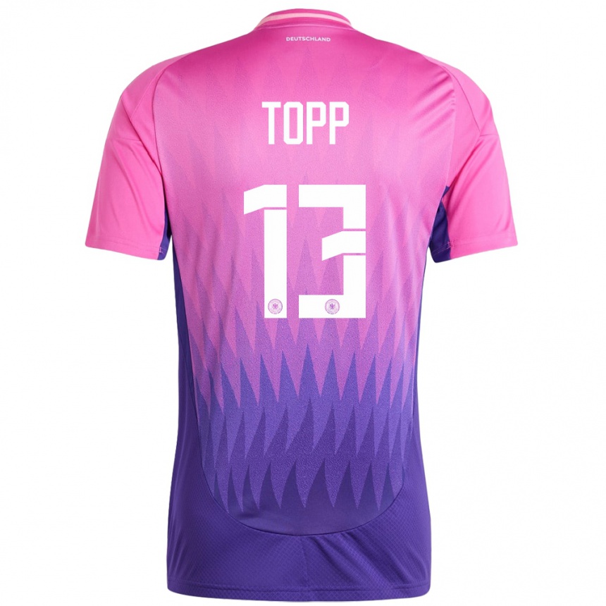 Niño Fútbol Camiseta Alemania Keke Topp #13 Rosado Morado 2ª Equipación 24-26 México