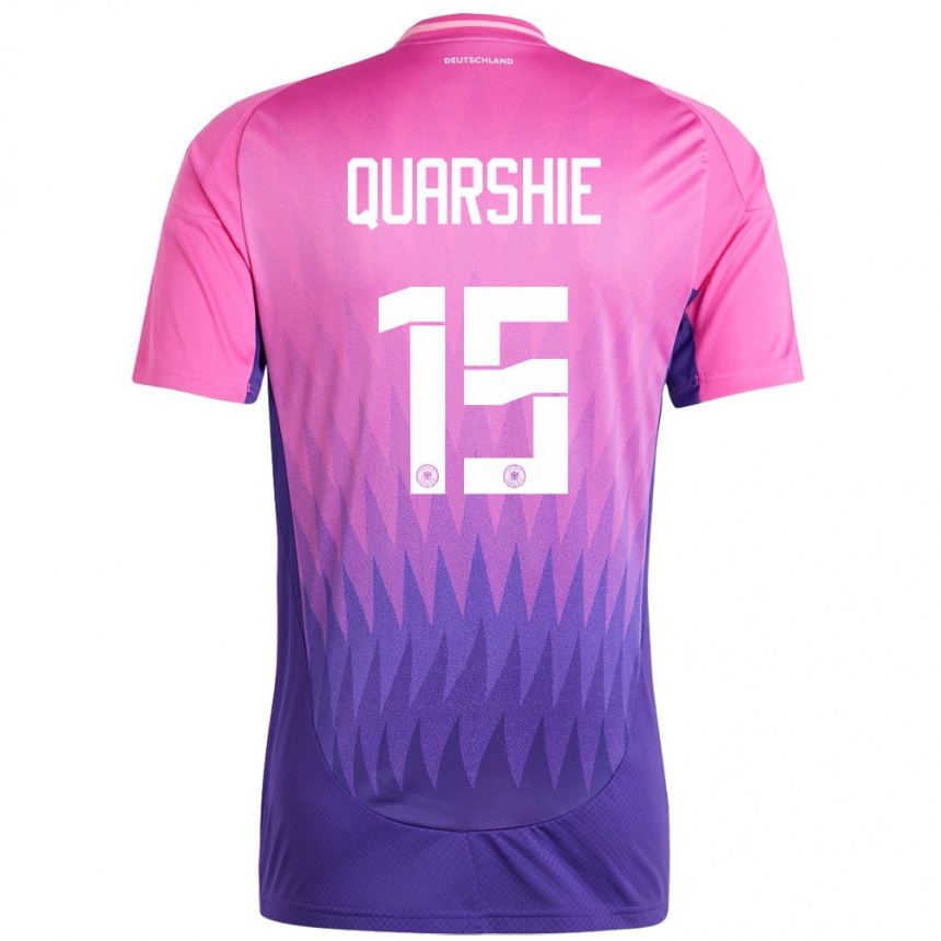 Niño Fútbol Camiseta Alemania Joshua Quarshie #15 Rosado Morado 2ª Equipación 24-26 México