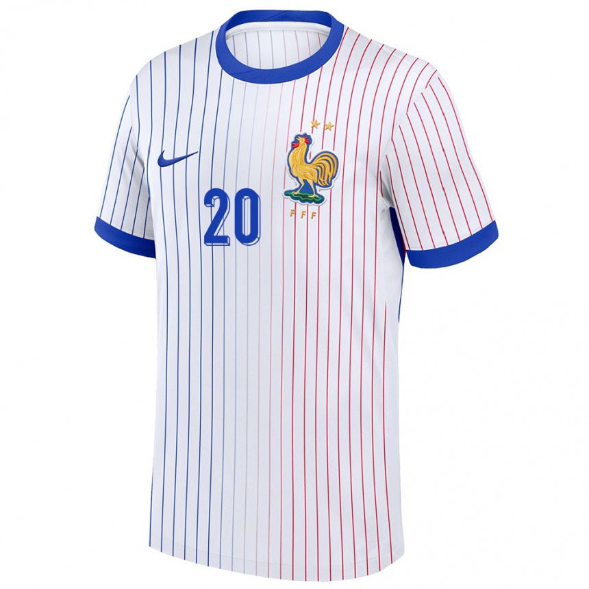 Niño Fútbol Camiseta Francia Pierre Kalulu #20 Blanco 2ª Equipación 24-26 México