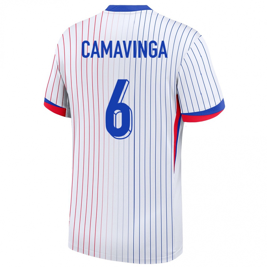 Niño Fútbol Camiseta Francia Eduardo Camavinga #6 Blanco 2ª Equipación 24-26 México