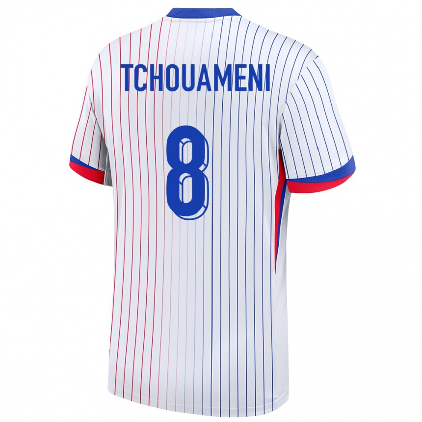 Niño Fútbol Camiseta Francia Aurelien Tchouameni #8 Blanco 2ª Equipación 24-26 México