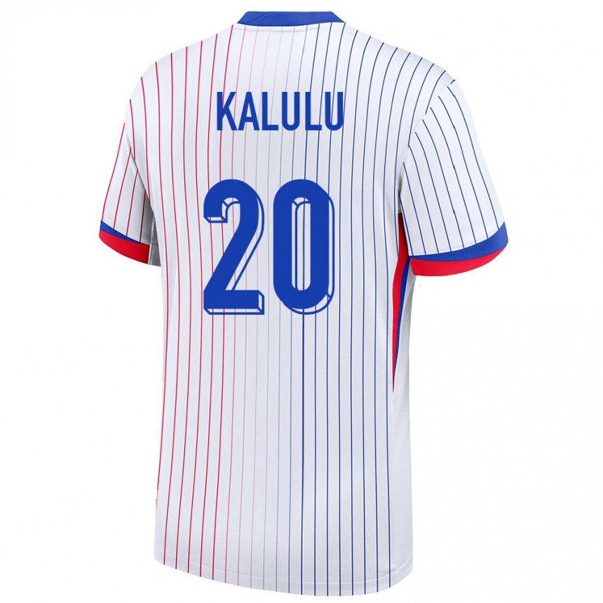 Niño Fútbol Camiseta Francia Pierre Kalulu #20 Blanco 2ª Equipación 24-26 México