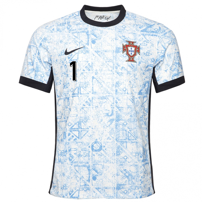 Niño Fútbol Camiseta Portugal Rui Patricio #1 Crema Azul 2ª Equipación 24-26 México