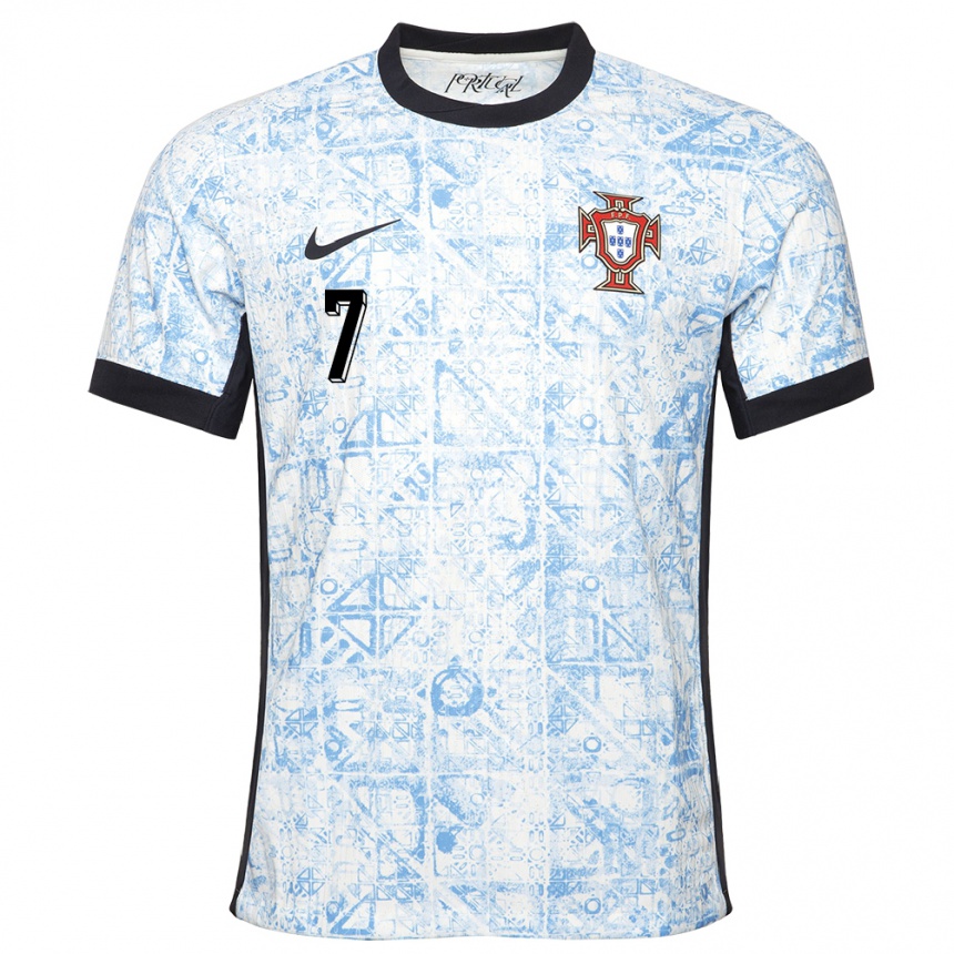 Niño Fútbol Camiseta Portugal Fabio Carvalho #7 Crema Azul 2ª Equipación 24-26 México