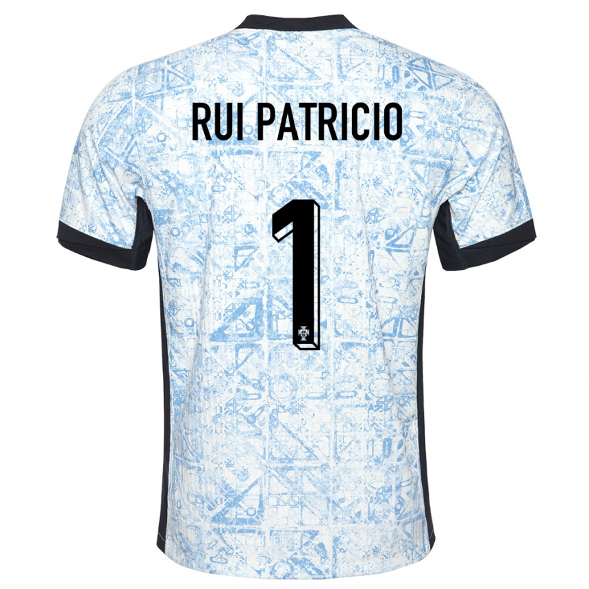 Niño Fútbol Camiseta Portugal Rui Patricio #1 Crema Azul 2ª Equipación 24-26 México