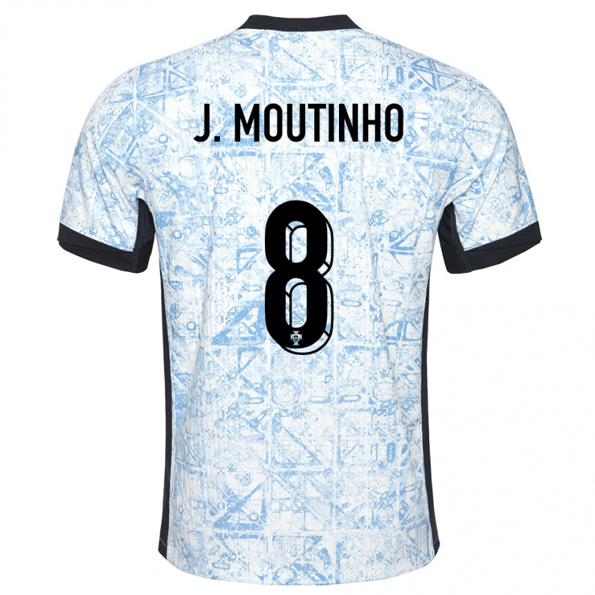 Niño Fútbol Camiseta Portugal Joao Moutinho #8 Crema Azul 2ª Equipación 24-26 México