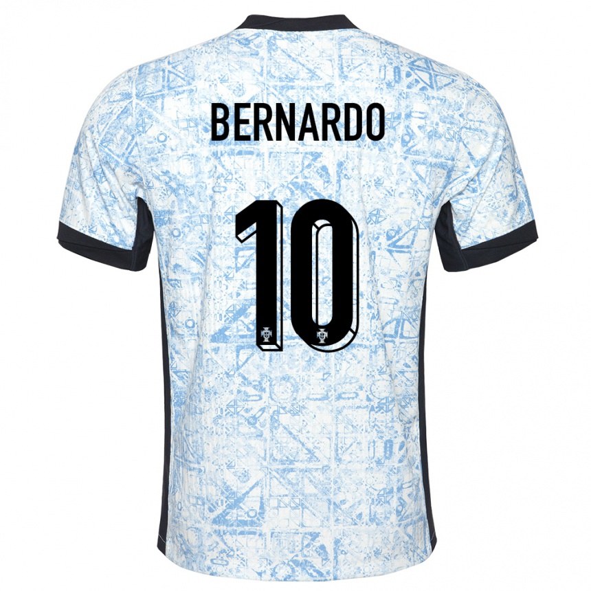 Niño Fútbol Camiseta Portugal Bernardo Silva #10 Crema Azul 2ª Equipación 24-26 México