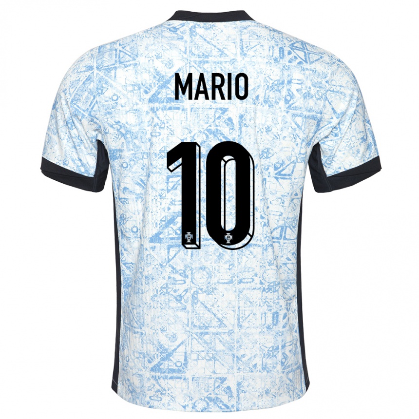 Niño Fútbol Camiseta Portugal Joao Mario #10 Crema Azul 2ª Equipación 24-26 México