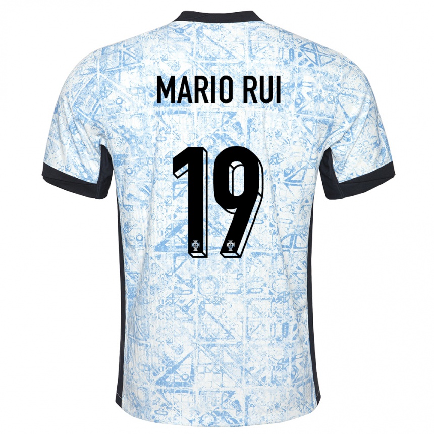 Niño Fútbol Camiseta Portugal Mario Rui #19 Crema Azul 2ª Equipación 24-26 México