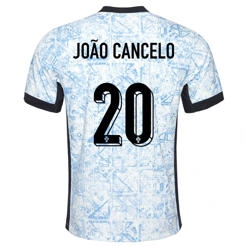 Niño Fútbol Camiseta Portugal Joao Cancelo #20 Crema Azul 2ª Equipación 24-26 México