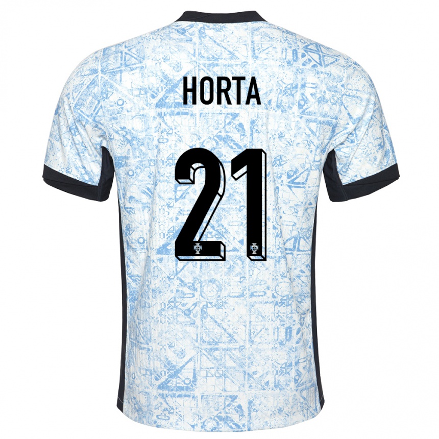 Niño Fútbol Camiseta Portugal Ricardo Horta #21 Crema Azul 2ª Equipación 24-26 México