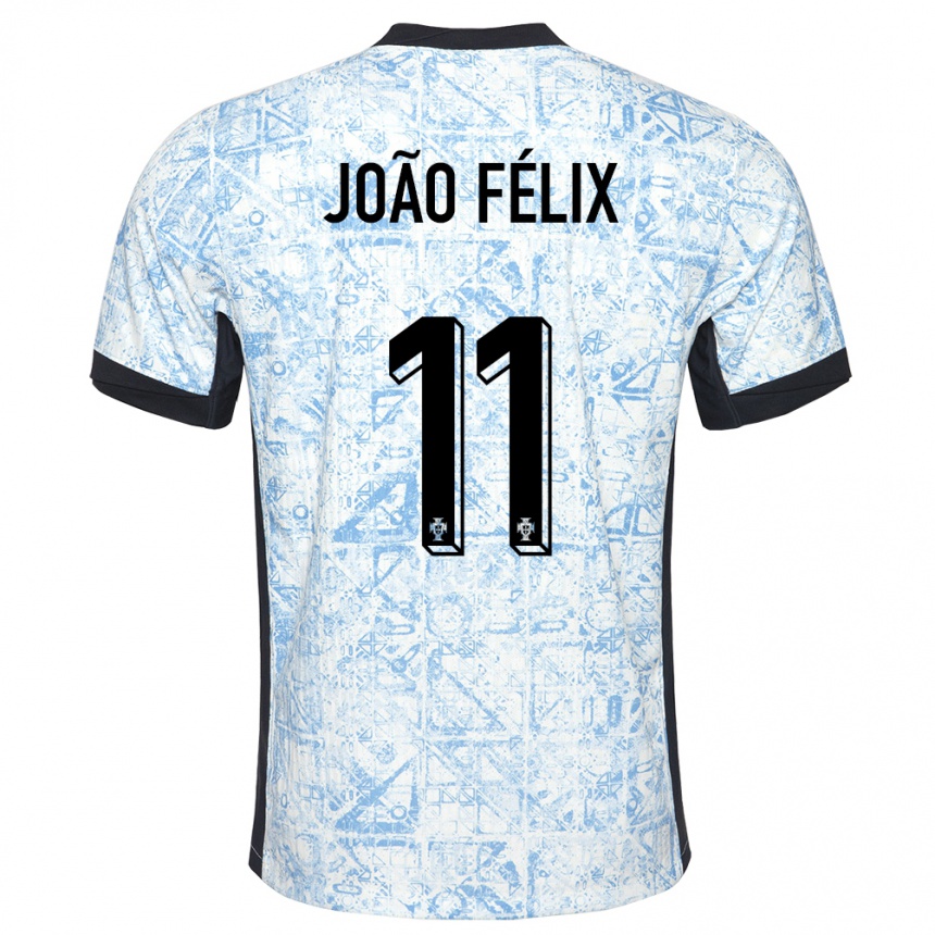 Niño Fútbol Camiseta Portugal Joao Felix #11 Crema Azul 2ª Equipación 24-26 México