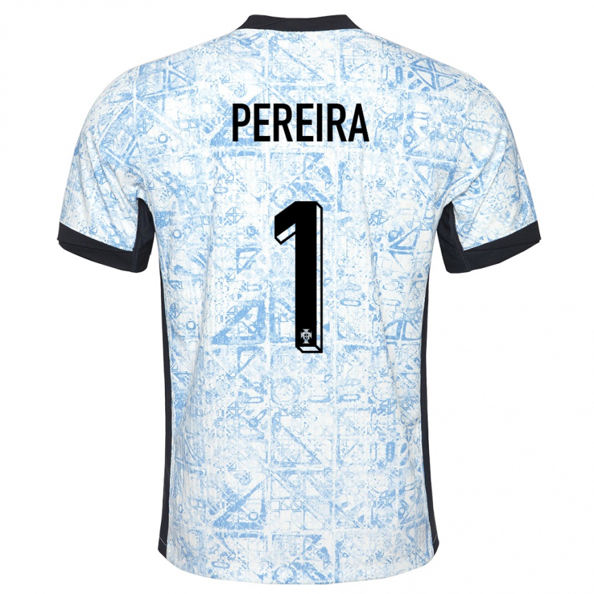 Niño Fútbol Camiseta Portugal Ines Pereira #1 Crema Azul 2ª Equipación 24-26 México