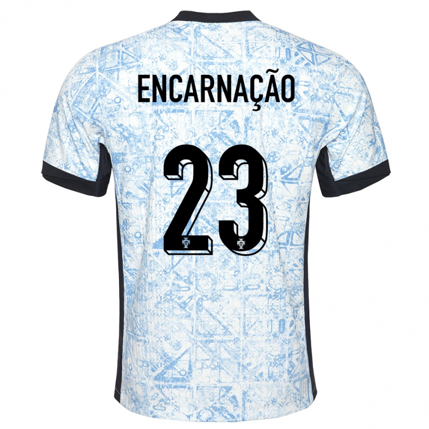 Niño Fútbol Camiseta Portugal Telma Encarnacao #23 Crema Azul 2ª Equipación 24-26 México