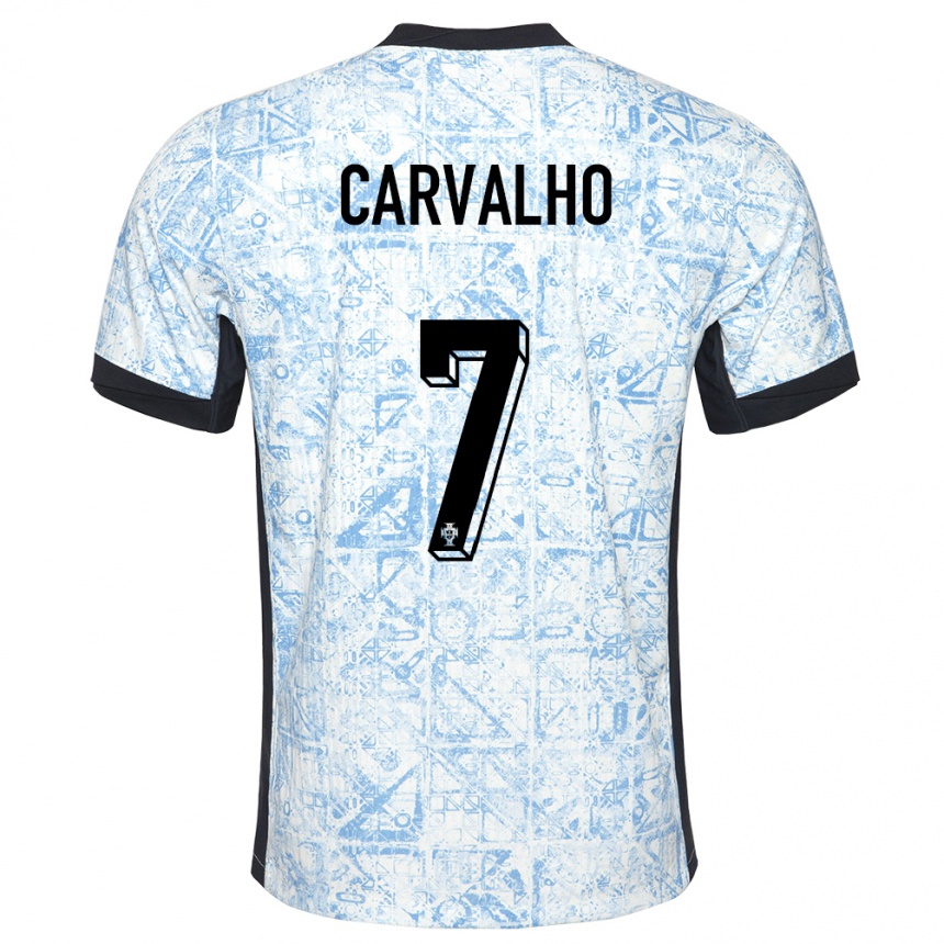 Niño Fútbol Camiseta Portugal Fabio Carvalho #7 Crema Azul 2ª Equipación 24-26 México