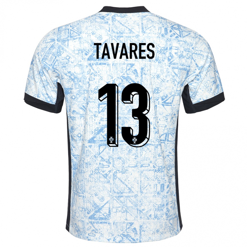 Niño Fútbol Camiseta Portugal Nuno Tavares #13 Crema Azul 2ª Equipación 24-26 México