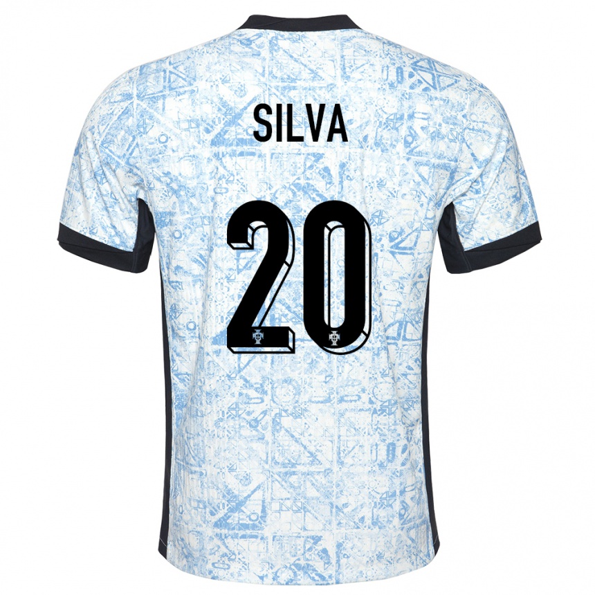 Niño Fútbol Camiseta Portugal Fabio Silva #20 Crema Azul 2ª Equipación 24-26 México