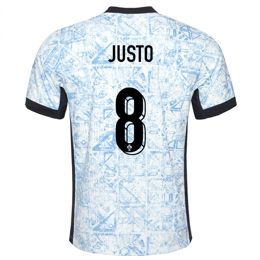 Niño Fútbol Camiseta Portugal Samuel Justo #8 Crema Azul 2ª Equipación 24-26 México