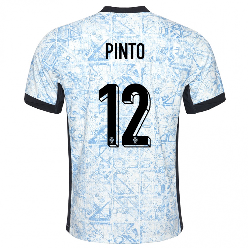 Niño Fútbol Camiseta Portugal Diogo Pinto #12 Crema Azul 2ª Equipación 24-26 México