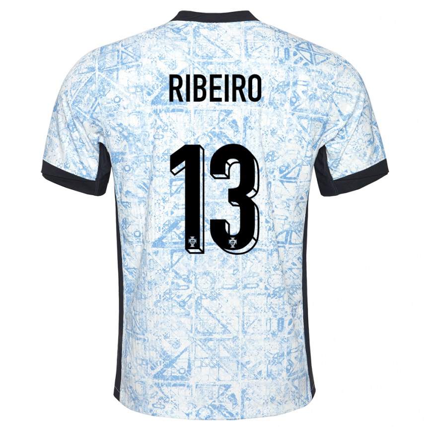 Niño Fútbol Camiseta Portugal Antonio Ribeiro #13 Crema Azul 2ª Equipación 24-26 México