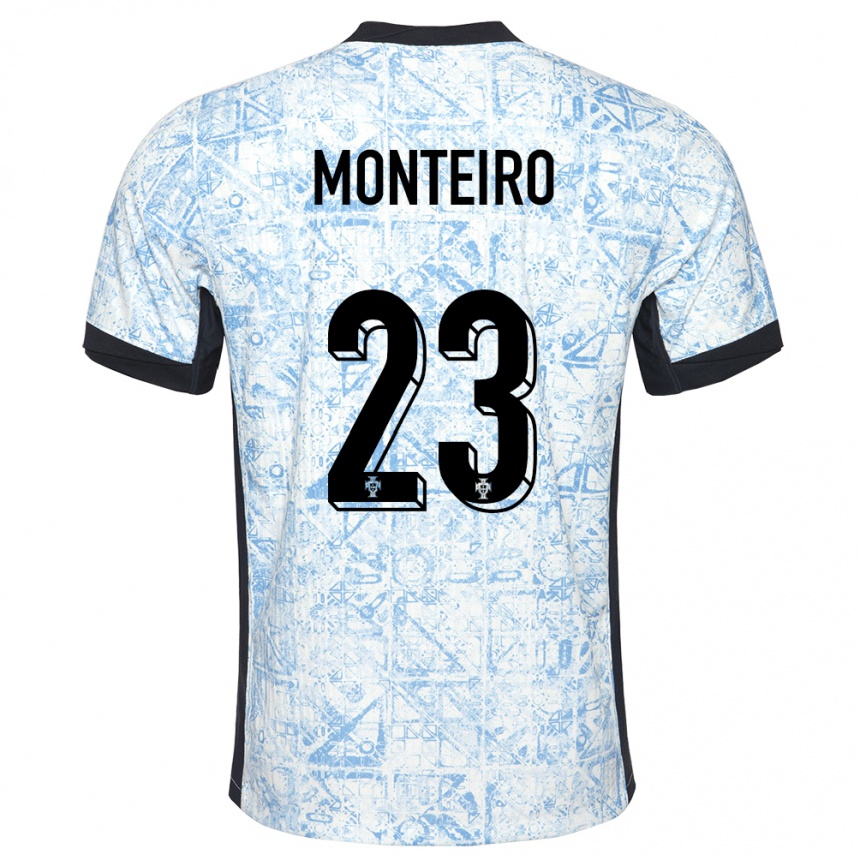 Niño Fútbol Camiseta Portugal David Monteiro #23 Crema Azul 2ª Equipación 24-26 México