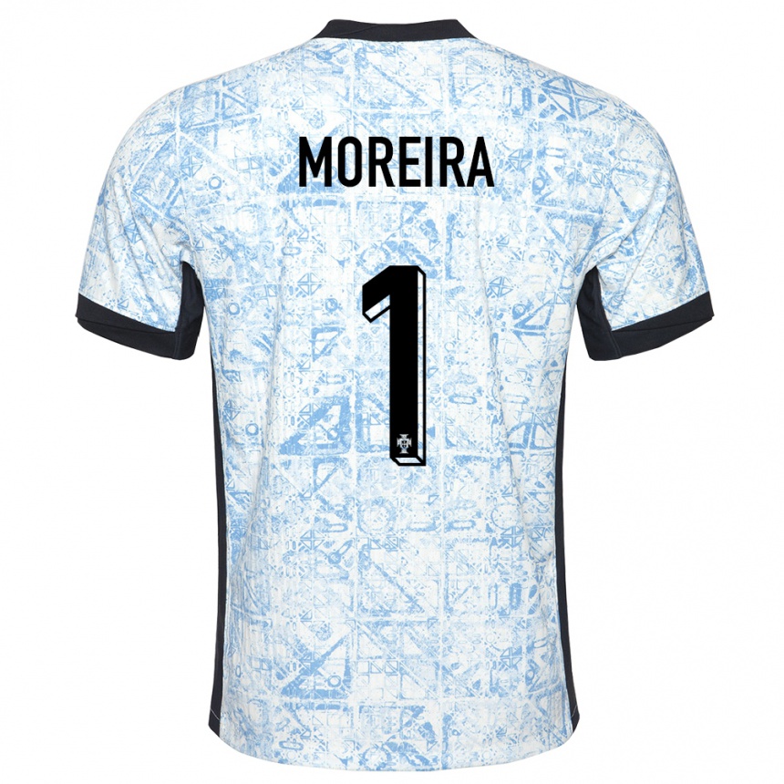 Niño Fútbol Camiseta Portugal Andre Moreira #1 Crema Azul 2ª Equipación 24-26 México