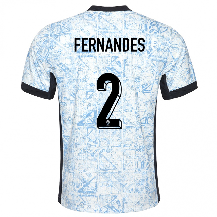 Niño Fútbol Camiseta Portugal Martim Fernandes #2 Crema Azul 2ª Equipación 24-26 México