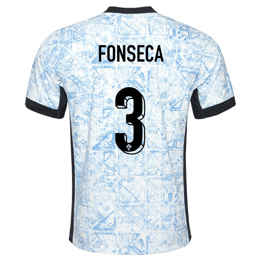 Niño Fútbol Camiseta Portugal Joao Fonseca #3 Crema Azul 2ª Equipación 24-26 México