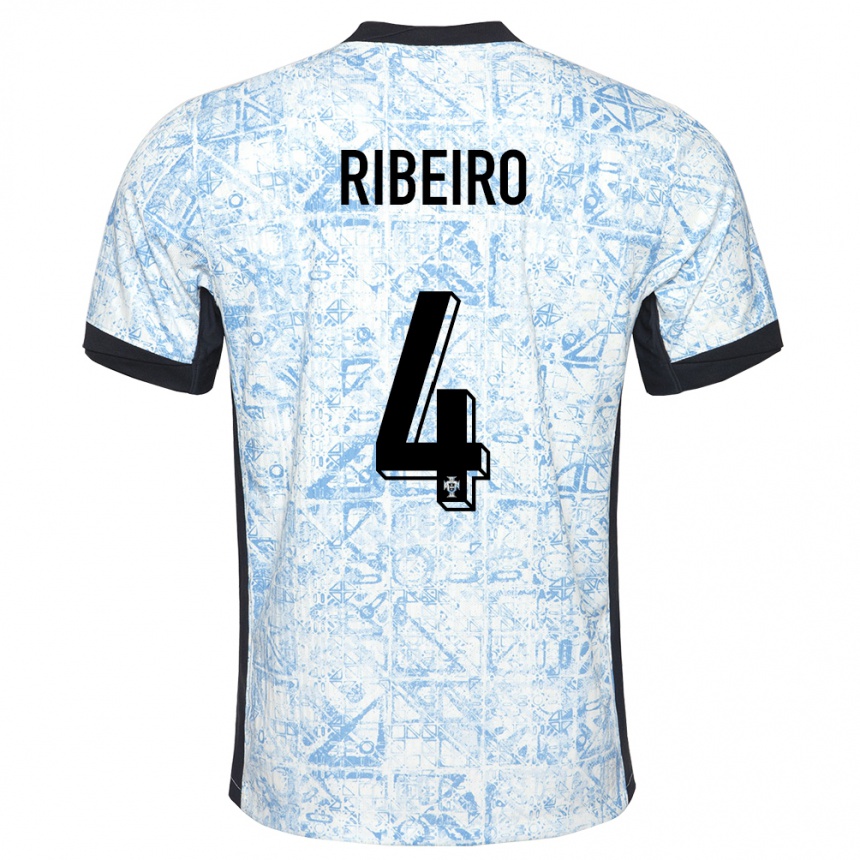 Niño Fútbol Camiseta Portugal Ricardo Ribeiro #4 Crema Azul 2ª Equipación 24-26 México