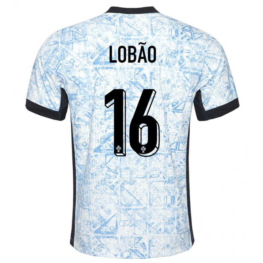 Niño Fútbol Camiseta Portugal Diogo Lobao #16 Crema Azul 2ª Equipación 24-26 México