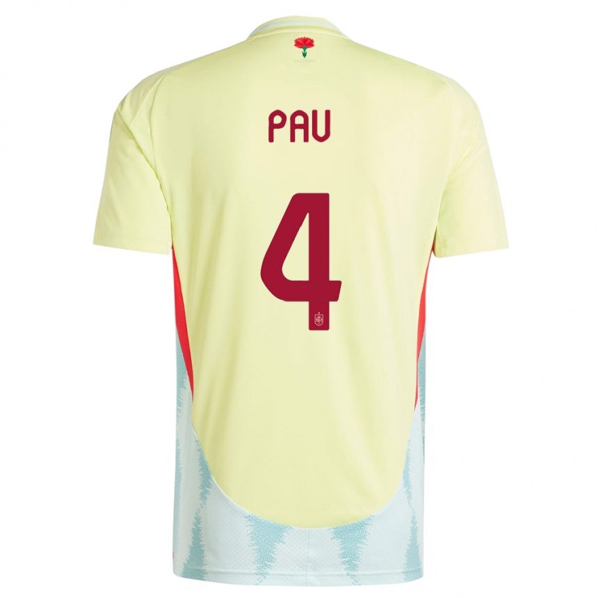 Niño Fútbol Camiseta España Pau Torres #4 Amarillo 2ª Equipación 24-26 México